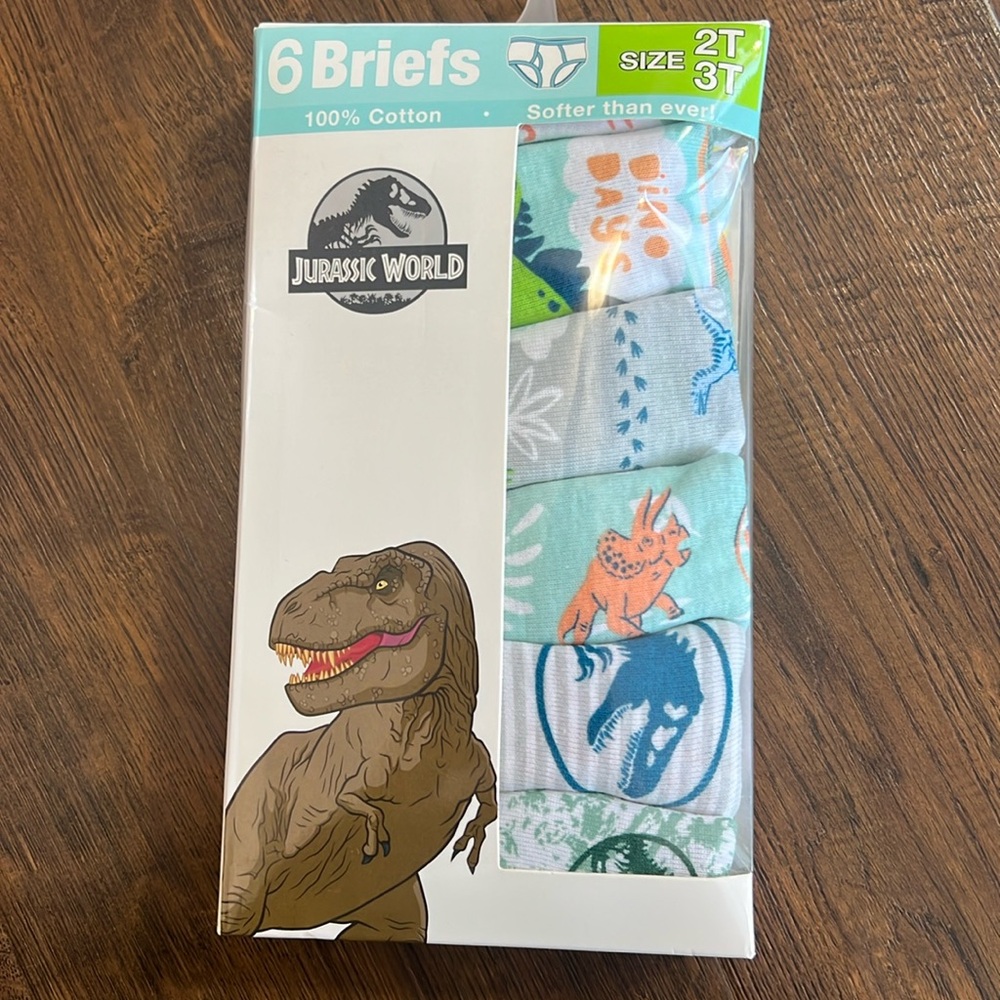 NWT 6 Kid Jurassic World Briefs 2t - 3t